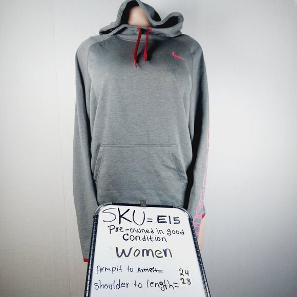 Nike Women's Grey Pink Dri-FIT Just Do It Lightweight Pullover Hoodie Size L - Picture 14 of 14